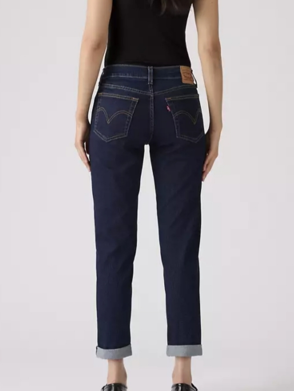 Levi's Boyfriend Jeans Dark Blue Denim Levi Strauss Roll Cuff Straight Leg 30 - Picture 2 of 12